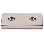 Неодимовый магнит прямоугольник 50х25х6 мм с двумя зенковками 5/10 мм