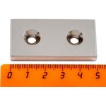 Неодимовый магнит прямоугольник 50х25х6 мм с двумя зенковками 5/10 мм