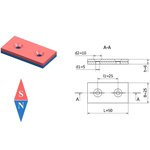 Неодимовый магнит прямоугольник 50х25х6 мм с двумя зенковками 5/10 мм