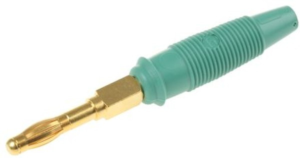 972518704, Green Male Banana Plug, 4 mm Connector, Solder Termination, 32A, Gold Plating