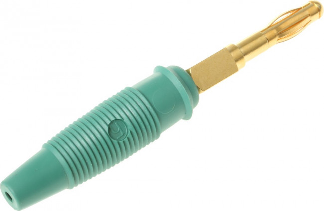 972518704, Green Male Banana Plug, 4 mm Connector, Solder Termination, 32A, Gold Plating