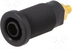 SEB6445AU-SW, Гнездо, "банан" 4мм, 32А, черный, позолота, на панель, винтами