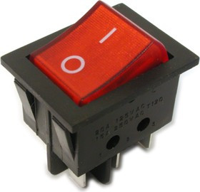 IRS-202-3C3-R/B, Переключатель с подсветкой 2хON-ON (15A 250VAC) DPDT 6P, черный корпус/красная клав