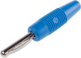 930046102, Blue Male Banana Plug - Screw, 30 V ac, 60 V dc
