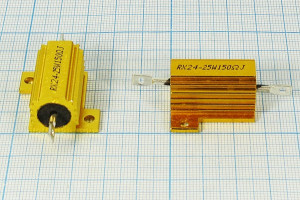 Резистор постоянный 27 Ом, 50Вт, размер 50.0x29.0x15.5мм, 5%, WW, RX24; Р 27 \ 50\AXI 50,0x29,0x15,5\ 5\WW\2C\RX24\