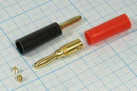 Разъем BANANA d4,0, 2C винт , отверстие d4,0, красный