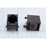 Гнездо телефонно 6P4C для монтажа на печатную плату; №15459 гн телеф 6P4C\ 4P\\плат\QTJZ-6P4C[RJ-11]