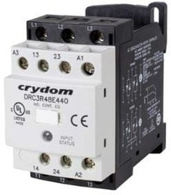 DRC3P48D433R, Contactors - Solid State 4.8A 480VAC 3Phs 1NO+1NC EMR, RN, 3L DRC3P48D433R, Contactors - Solid State 4.8A 480VAC 3Phs 1NO+1NC EMR, RN, 3L