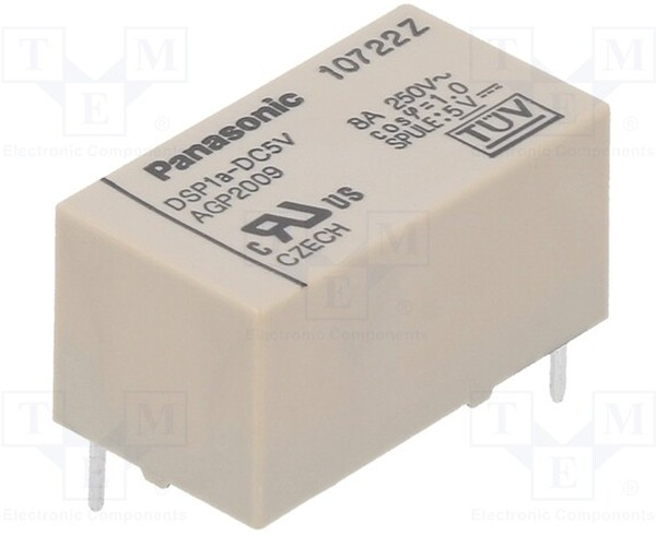 DSP1A5D, Power Relay 5VDC 5DC/8AAC SPST-NO(20.2x11x10.5)mm THT DSP1A5D, Power Relay 5VDC 5DC/8AAC SPST-NO(20.2x11x10.5)mm THT