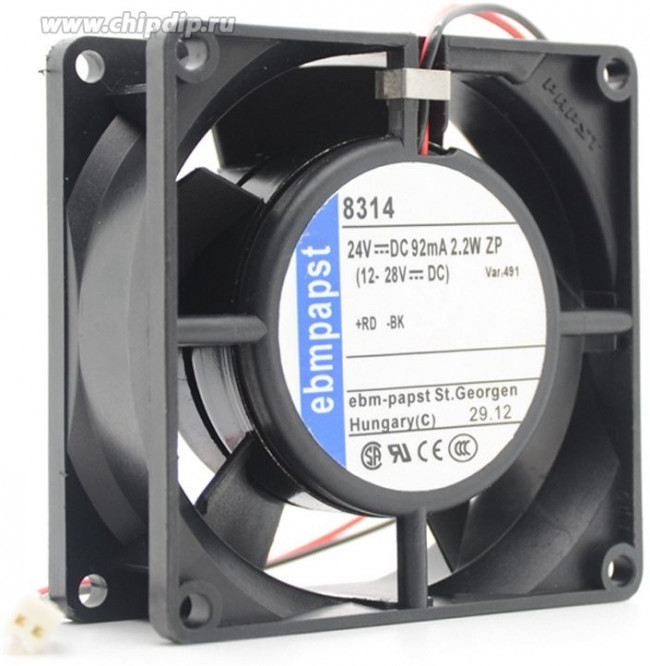 Вентилятор Ebmpapst 8314 24v 92mA 2.2W 80x32 2pin
