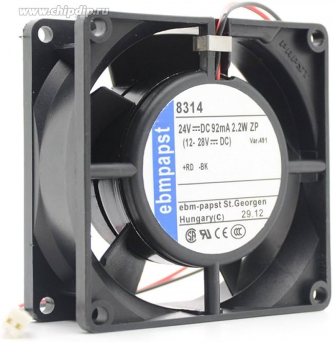 Вентилятор Ebmpapst 8314 24v 92mA 2.2W 80x32 2pin