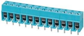 TB001-500-12BE, Fixed Terminal Blocks Terminal block, screw type, 5.00 , horizontal, 12 poles, CUI Blue, slotted screw, PCB mount