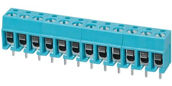 TB001-500-12BE, Fixed Terminal Blocks Terminal block, screw type, 5.00 , horizontal, 12 poles, CUI Blue, slotted screw, PCB mount