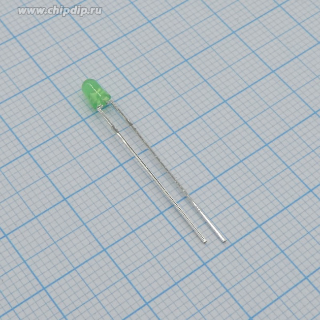 L-934SGD-12V (L-7104SGD-12V), Светодиод зеленый 60° d=3мм 20мКд 568нМ 12В