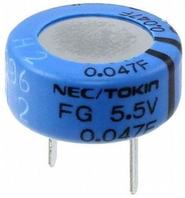 FG0H475ZF, 4.7F Supercapacitor -20 a +80% Tolerance Supercap FG Series 5.5V dc Through Hole
