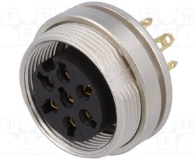 KGV 70, Разъем DIN Аудио / Видео, 7 контакт(-ов), Гнездо, Монтаж в Панель, Пайка