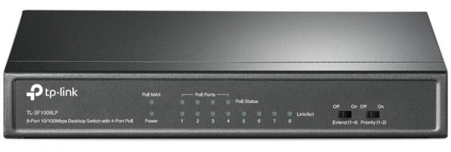 Коммутатор TP-Link TL-SF1008LP 8x100Мбит/с 4PoE 41W неуправляемый Коммутатор TP-Link TL-SF1008LP 8x100Мбит/с 4PoE 41W неуправляемый
