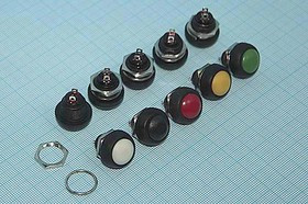 Включатель кнопочный без фиксации (SPST), OFF-(ON) белого цвета, 220В/ 1А, d12мм; №1035 W ПКн\250\ 1,0\(SPST)\d12\чер\ бел\\2C\PBS-33B\ Включатель кнопочный без фиксации (SPST), OFF-(ON) белого цвета, 220В/ 1А, d12мм; №1035 W ПКн\250\ 1,0\(SPST)\d12\чер\ бел\\2C\PBS-33B\