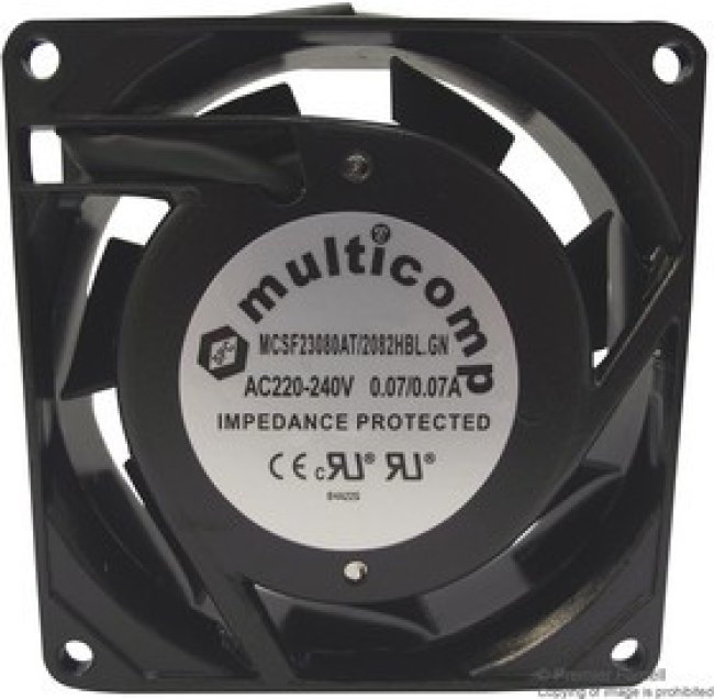 SF23080AT/2082HBL.GN, AC Axial Fan, серия Slimline, 220V to 240V, Square, 80 мм, 25 мм, Качения, 22