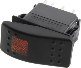 V4D1A60B-AEC00-000, Rocker Switches 1-pole, ON - None - ON, 20A 12VDC not HP rated, Illuminated, Sealed Contura II Rocker Black Switch with