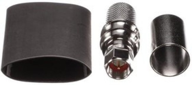 EZ-600-FM-75-X, RF Connectors / Coaxial Connectors F-male (plug) crimp connector, non-solder pin, no braid trim