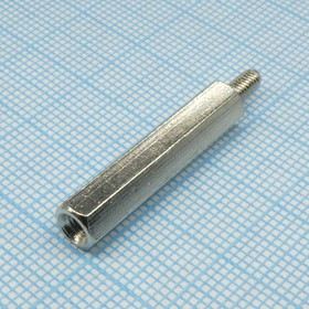 H-L2700-3300-5-03-1N1W, (PCHSN-27), Стойка латунная для печатной платы, шестигранная, М3, 27мм, отверстие- винт