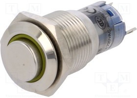 V16-11HR-12Y-S, Переключатель: антивандальный, Пол: 2, SPDT, 0,5A/220ВAC, 1A/24ВDC