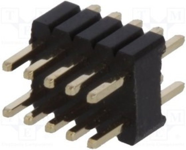 ZL311-2X5P, Планка штыревая прямая шаг 1,27мм 2x5 выв. Золоченая