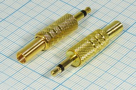 Вилка 3.5 моно, контакты 2C[Au], на кабель, пружинный хвост
