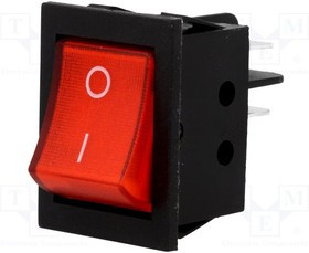 RS2013C3RD, ROCKER; DPST; Pos: 2; ON-OFF; 15A/250VAC; red; none; 35m?; Body: black