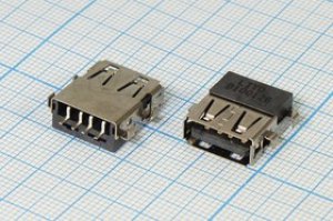 Разъем USB розетка revers, тип A, контакты на плату, USBA-SA5 REV