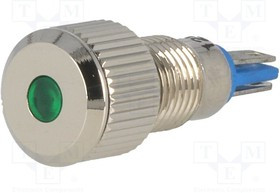 GQ8F-D/G/12, Индикат.лампа: LED, плоский, 12ВDC, Отв: d8мм, IP67, под пайку
