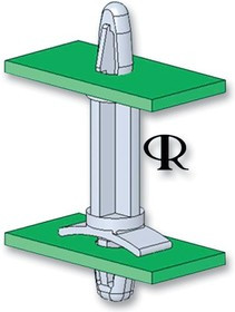 LCBSM-3-01, PCB Spacer Support, Lock-In, Nylon 6.6, 4.8 mm Height, LCBSM Series, 25 Pack