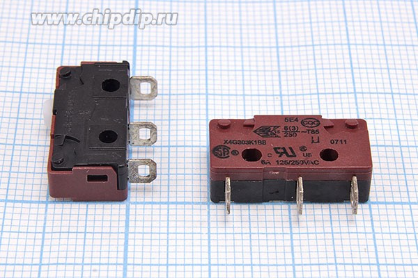 Микропереключатель, 220В/6А; №15742 ПКонц 20x 6 x10\220\ 6\ON-(ON)\\ H11\X4G303K1BB\