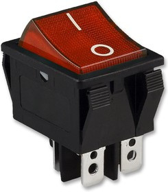 R5BBLKREDFF1, SWITCH, ROCKER, DPST, 20A, 125VAC, BLACK