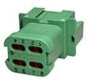 DT04-08PC-CE01, Automotive Connectors 8P RCPT, CEO1 MOD C Key, Green