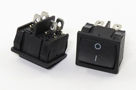 Переключатель клавишный, контакты 4T, 6А, ON-OFF, подсветка черная, MRS201-4