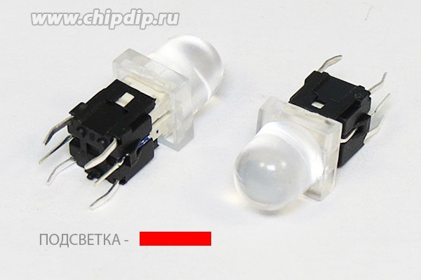 Тактовая кнопка, 7.0x 7.0x17, алгоритм работы NO, IL2Вкрасный, контакты 6P, PB6146L-1