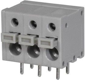 TBL009-500-03GY-2GY, Fixed Terminal Blocks Terminal block, screwless, 5.00, Horizontal, 3, Gray w Gray Button