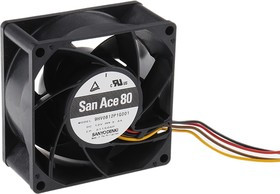 9HV0812P1G001, Axial Fan, High Static Pressure DC Ball 80x80x38mm 12V 222m³/h