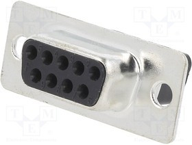 DBC09-SS, Разъем D-Sub; PIN: 9; вилка; "мама"; на провод; обжим; Цвет: черный