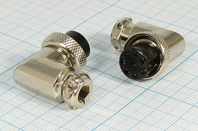 Разъем микрофонный MIC16 розетка, контакты 8P, монтаж на кабель, М16, MC904-8P