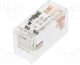 RM84201225102401, Реле электромагнитное, DPDT, Uобмотки 24ВDC, 8A/250ВAC, 8A/24ВDC, прозрачный корпус