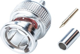 RND 205-00467, Connector, BNC, Brass, Plug, Straight, 75Ohm, Cable Mount, Crimp Terminal