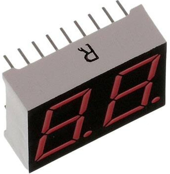 LBP-602VK2, LBP-602VK2 2 Digit LED LED Display, CC Red 36 mcd RH DP 14.3mm