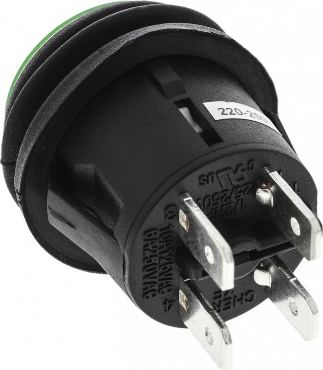 KFB3AEA2GBB, Illuminated Push Button Switch, Latching, Panel Mount, 20.2mm Cutout, DPST, Green LED, 125V ac, IP65 KFB3AEA2GBB, Illuminated Push Button Switch, Latching, Panel Mount, 20.2mm Cutout, DPST, Green LED, 125V ac, IP65