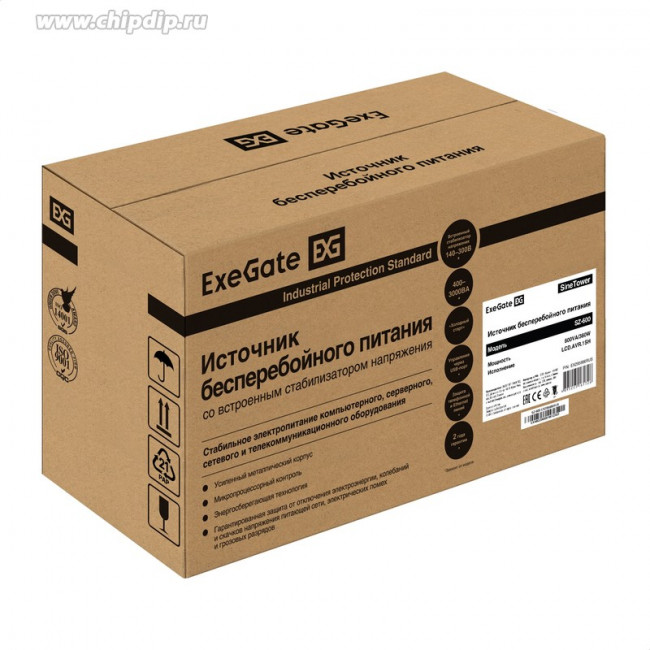 EX296788RUS, Комплект ИБП EX295986RUS + батарея 200Aч EX282991RUS 1шт (инвертор, синус, для котла) ExeGate SineTower SZ-600.LCD.AVR.1SH  600