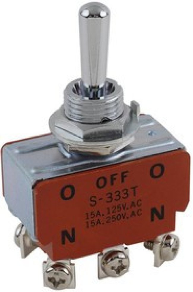 S333T, SWITCH, TOGGLE, DPDT, 15A, 250VAC S333T, SWITCH, TOGGLE, DPDT, 15A, 250VAC