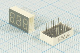 Светодиодный дисплей зеленый, 7 сегментов, 3 разряда, высота 9,2 мм, 231 мкд, GNT-3631BG; №4676 G СД