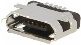 ESB228110100Z, Гнездо, USB B micro, SMT, PIN: 5, USB 2.0, никелированные, позолота ESB228110100Z, Гнездо, USB B micro, SMT, PIN: 5, USB 2.0, никелированные, позолота